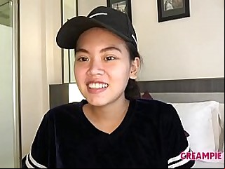 Thai girl trims beaver and gets creampied
